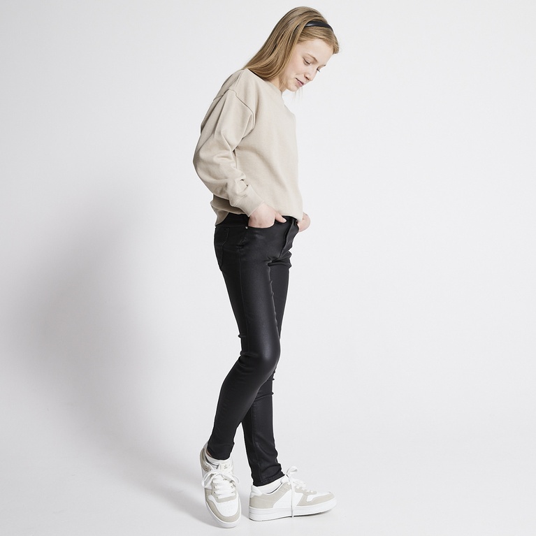 Mid waist skinny jeans "Skippy" Coated Black